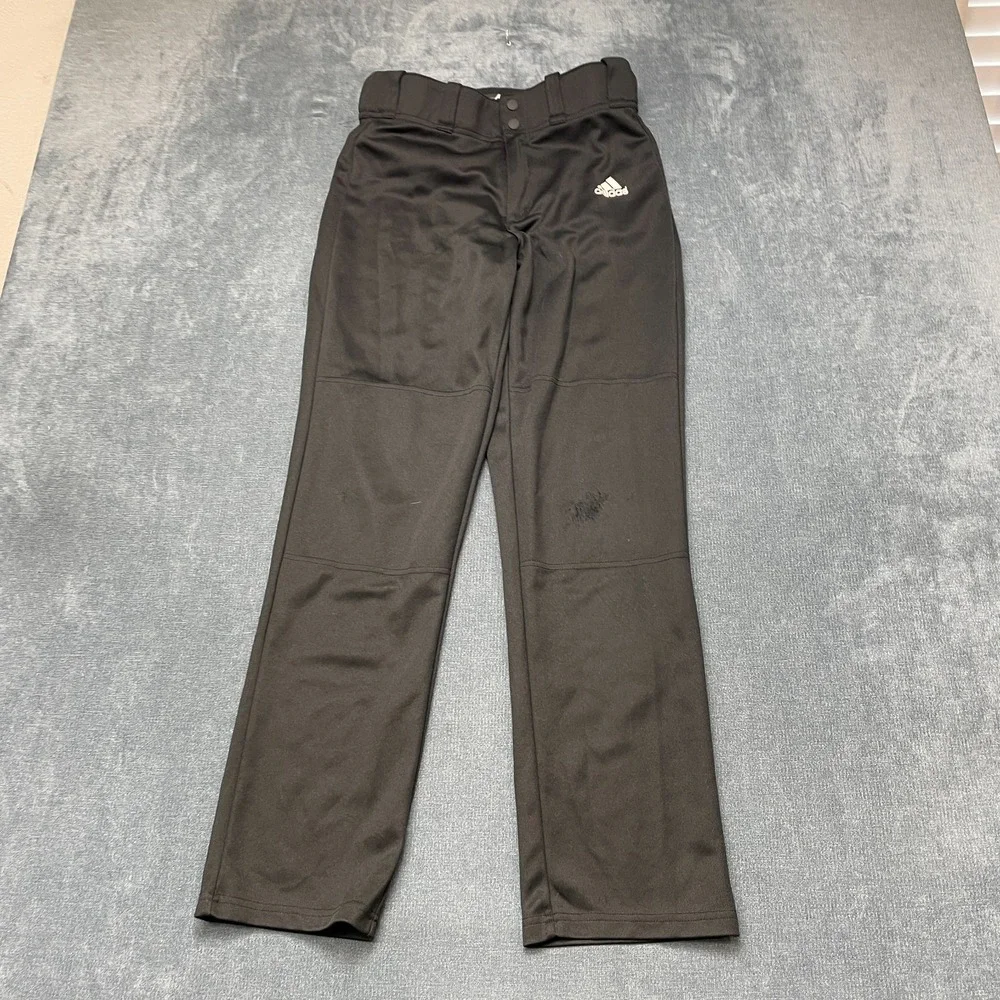 Adidas Climalite Baseball Pants Mens Small Black Flat Front Straight Leg Sports